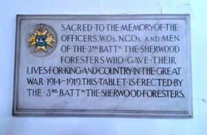 Memorial tablet in Derby Cathedral